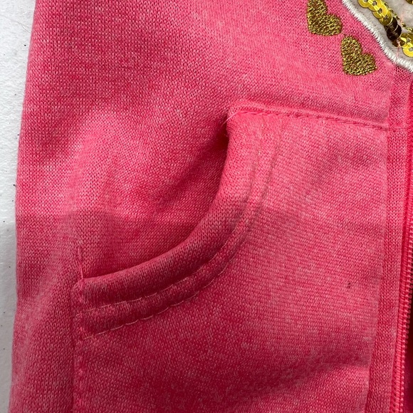 Real Love Girls Pink Hooded Zip Up Sweatshirt with Sequin Heart Size 18 Months - Picture 5 of 7